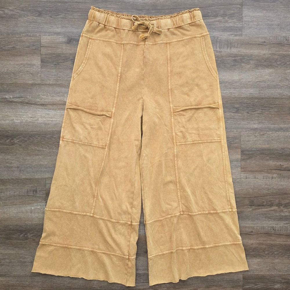 NWT Easel Camel Wide Leg Mineral Wash Cargo Pants Plus Size 2X <3